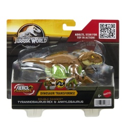 JURASSIC WORLD FIERCE CHANGERS DOUBLE DANGER DINOZAUR TRANSFORMABIL TYRANNOSAURUS REX SI ANKYLOSAURUS MARO - Img 1
