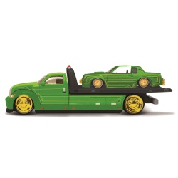 MAISTO DESIGN ELITE TRANSPORT SET CAMION CU RAMPA MAISTO FLATBED SI MASINUTA BUICK REGAL T TYPE 1987 SCARA 1 LA 64 - Img 7