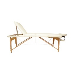 Masa de masaj pliabila, 3 zone, cadru lemn, spuma 5cm, inaltime 55-76cm, piele ecologica, dimensiuni 60x213cm, culoare Crem - Img 4