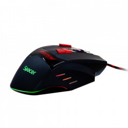 MOUSE SPACER gaming, cu fir, USB, optic, rezolutie selectabila 1000/ 1600/ 2000/ 2400DPI, butoane/scroll 8/1, negru, iluminare, "SP-GM-02", (include TV 0.15 lei) - Img 2