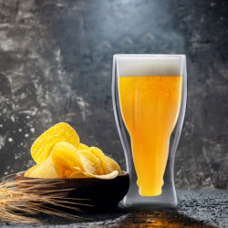 Pahar cu pereți dubli - 350 ml - pentru bere, frappe și răcoritoare - Img 1