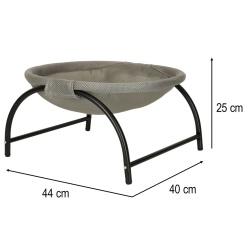 Pat de tip hamac pentru caini si pisici, cadru metalic negru si panza gri, dimensiune 45 x 42 x 23 cm - Img 11