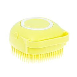 Perie din silicon cu dozator de sampon pentru spalare caini sau pisici, 7,5 x 7,5 cm, culoare galben - Img 3