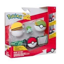 Pokemon - Set figurina si centura Clip n Go, Bulbasaur #1 with Level Ball, Nest Ball and Bulbasaur Themed Belt W16 - Img 1
