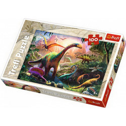 Puzzle trefl 100 pe taramul dinozaurilor - Img 1
