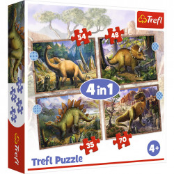 Puzzle trefl 4in1 dinozaurii interesanti - Img 1