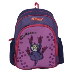 RUCSAC HERLITZ COOL: USOR, POLIESTER RECICLAT REZISTENT LA APA, BRETELE CAPTUSITE SI AJUSTABILE, BUZUNARE LATERALE, MOTIV CUTE CAT