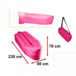 Saltea Autogonflabila "Lazy Bag" tip sezlong, 230 x 70cm, culoare Roz, pentru camping, plaja sau piscina - Img 3