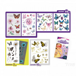 Set autocolante pentru tatuaje: fluturi și flori - 65 buc/pachet - Img 3