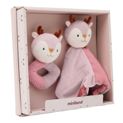 Set cadou bebe - zornaitoare si paturica moale de atasament Caprioara, de la 0 luni