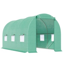 Solar de gradina, dimensiune 300x200x200cm, folie verde PE cu plasa 140g/mp UV, 1 usa, 6 ferestre, teava otel galvanizat de 19mm - Img 3