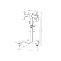 Stand podea mobil NM MUp 37-75" 70kg alb - Img 2