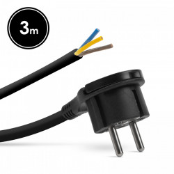 Ștecher cu clemă de plastic - cablu de 3 metri - 3 x 1,5 mm2 - negru - Img 1