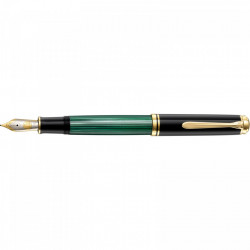 Stilou de lux Pelikan Souveran M1000 F, penita aur 18K, accesorii placate cu aur 18K, corp negru-verde - Img 2