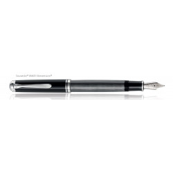 Stilou souveran m405 stresemann f, penita aur 14k, accesorii placate cu paladiu, corp antracit/dungi