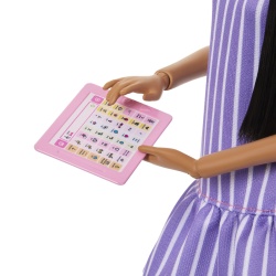 BARBIE PAPUSA BARBIE FASHIONISTAS BRUNETA CU ROCHIE MOV DUNGATA CU AUTISM - Img 10
