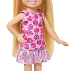 BARBIE PAPUSA CHELSEA BLONDA CU ROCHITA ROZ CU CAPSUNI - Img 5