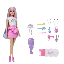 BARBIE SET PAPUSA BARBIE CU PAR STRALUCITOR CURCUBEU SI ACCESORII - Img 3