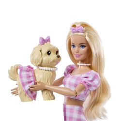 BARBIE TWINNING LOOKS SET PAPUSA BARBIE BLONDA SI CATEL CU ACCESORII - Img 5