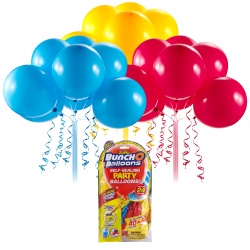 Bunch o Balloons - Set baloane de petrecere si rezerve, Rosu, Galben, Albastru, 24 baloane