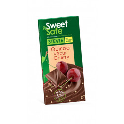 Ciocolata cu lapte cu quinoa si visine cu indulcitor stevie 90gr "sweet & safe" sly nutritia