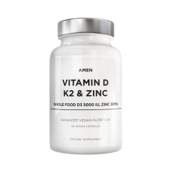 Codeage Amen Vitamin D - K2 & Zinc - Vitamin D3, Formula Pentru Imunitate, Oase Puternice Si Protectie Cardiovasculara, 60 Cps