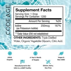 Codeage Liquid Iodine+ Unflavored, Iod Lichid Fara Aroma Pentru Suport Tiroidian Si Functionare Optima A Organismului,59.2 Ml - Img 4