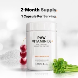 Codeage Raw Vitamin D3, Vitamina D3 (5000 Iu) Naturala Din Saccharomyces Cerevisiae, 60 Cps - Img 8