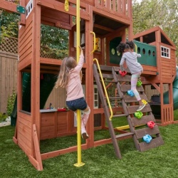 Complex de joaca din lemn Odyssey cu 3 tobogane si leagane 2 in 1 Kidkraft - Img 6