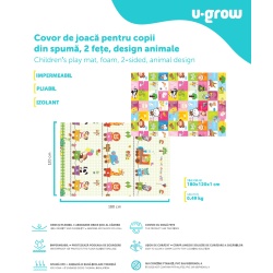 Covor de joaca120*180*1cm,animale,U-Grow - Img 6