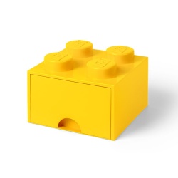 Cutie depozitare LEGO 2x2 cu sertar, galben - Img 1