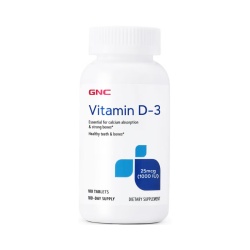 Gnc Vitamin D-3 1000 Iu, Vitamina D-3 - 25 Mcg (1000 Ui) Naturala 100% Din Lanolina, 180 Tb