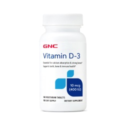 Gnc Vitamin D-3 400 Iu, Vitamina D-3 Naturala 100% Din Lanolina 400 Ui, 100 Tb - Img 1