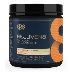 Gr8 Lifestyle Rejuven8 Collagen And Cellular Health With Sunrise Punch Flavor, Formula Pentru Sanatatea Pielii, Articulatiilor Si Regenerare Celulara, Cu Aroma De Sunrise Punch, 484.4 G