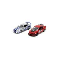 JADA FAST AND FURIOUS SET 2 MASINUTE METALICE MITSUBISHI LANCER EVOLUTION IX SI BRIANS NISSAN SKYLINE GT R SCARA 1 LA 32 - Img 2