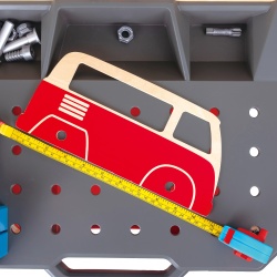 Jucarie din lemn - Banc de lucru pentru service si reparatii auto (71 piese) - Img 8