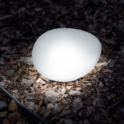 Lampa solara - forma pietricele - sticla mata - 165 x 142 x 115 mm - LED alb cald - Img 3