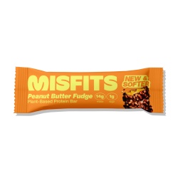 Misfits Plant-based Protein Bar, Peanut Butter Flavor, Baton Proteic Vegan Cu Aroma De Unt De Arahide, 50 G