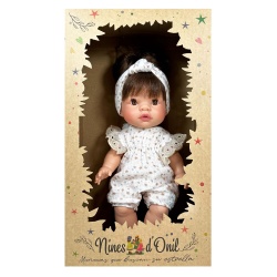 Papusa Nines D'Onil, Joy, cu parul saten, cu bentita alba, cu miros de vanilie, 37 cm - Img 4