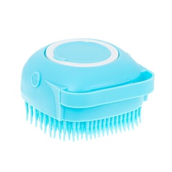 Perie din silicon cu dozator de sampon pentru spalare caini sau pisici, 7,5 x 7,5 cm, culoare albastra - Img 4