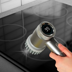 Perie electrica "5-in-1" cu 5 accesorii de curatare pentru baie, podea, rosturi faianta, piscina, cu afisaj cu LED si incarcare USB - Img 3