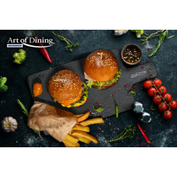 Platou ardezie drept. cu maner, 38x19cm - Img 1