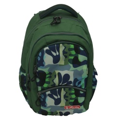 RUCSAC HERLITZ ZIPPER PRO: ERGONOMIC, SPATIOS, POLIESTER RECICLAT REZISTENT LA APA, BRETELE AJUSTABILE, BANDA/FERMOARE REFLECTORIZANTE, MOTIV ARMY