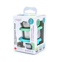 SET 3 RECIPIENTE MINI INOX CU CAPAC SILICON, MELII, BLEU MINT LIME - Img 3