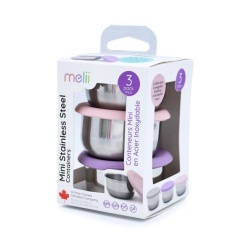 SET 3 RECIPIENTE MINI INOX CU CAPAC SILICON, MELII, ROZ MOV GRI - Img 4