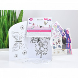 Set autocolante pentru tatuaje: fluturi și flori - 65 buc/pachet - Img 4