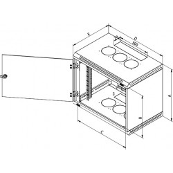 Triton rack perete 1-sect 9u/600 negru - Img 2