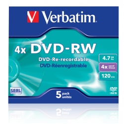 VERBATIM DVD-RW 4X MATTE/SILVER JC Data Life