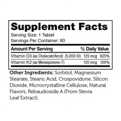 Zahler Chewable Vitamin D3 And K2, Vitamina D3+k2 Masticabila, Formula Avansata Pentru Absorbtie Superioara, 90 Tb - Img 3