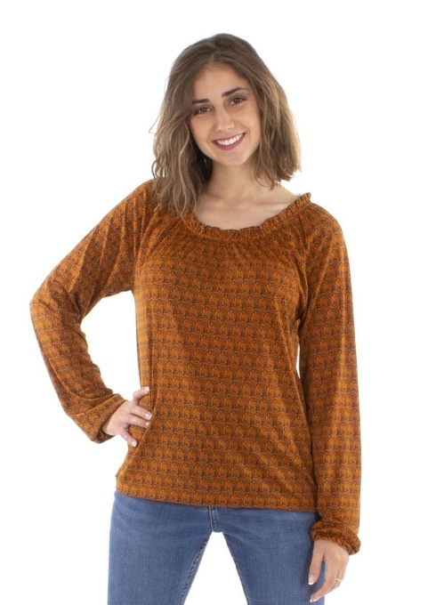 Bluza mustar tricot print bambus